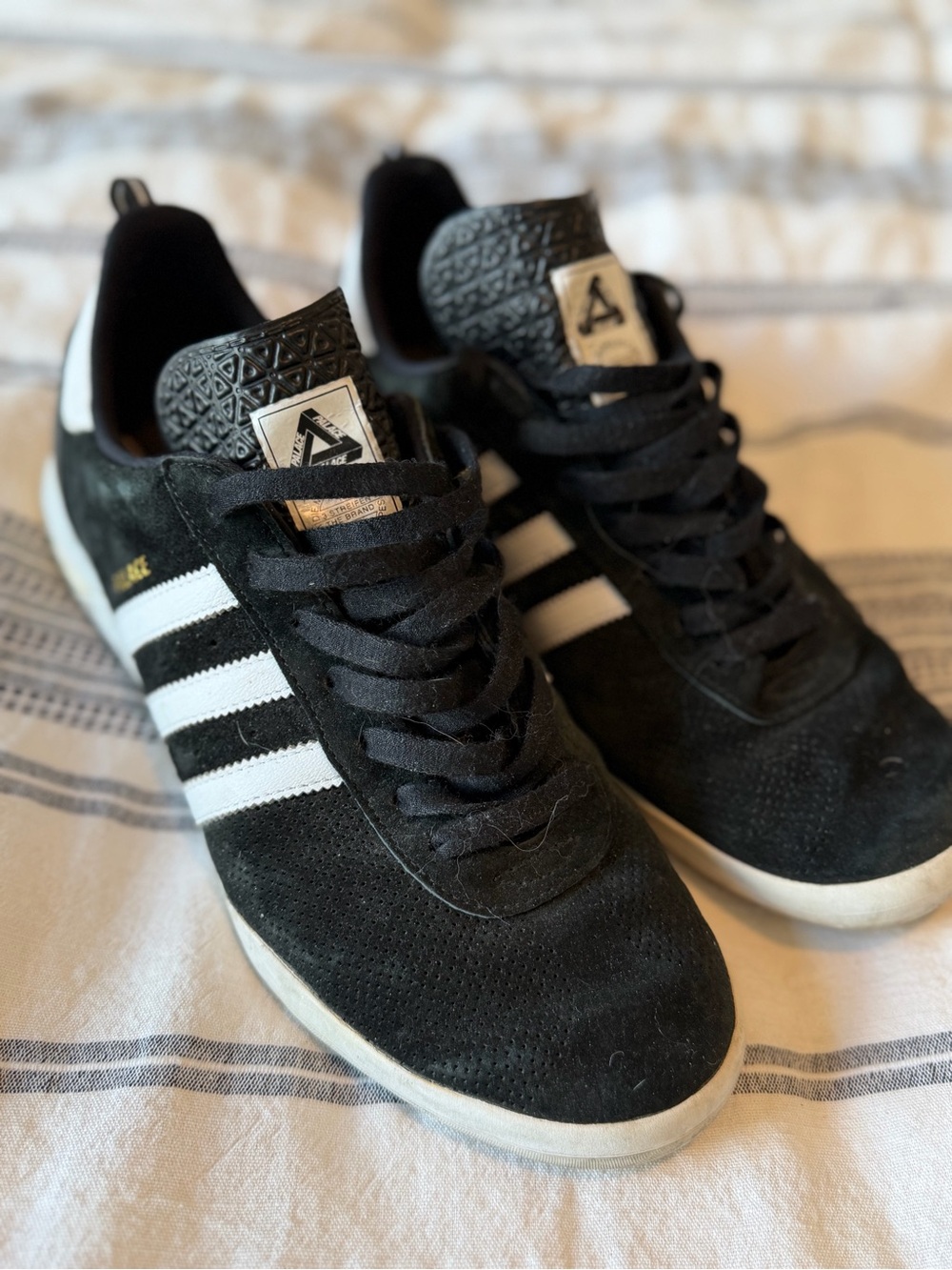 PALACE Adidas Indoor Soccer Black and White Suede Athletic Sneakers
